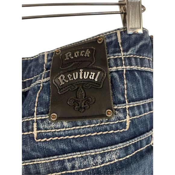 Rock Revival Mens Dark Wash Sebastian Boot Cut Denim Jeans Size 40 - Picture 7 of 11